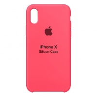 Оригинальный силиконовый чехол для iPhone X (Тёмно-розовый)