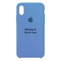 Оригинальный силиконовый чехол для iPhone X (Синий)